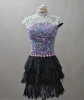 Cap Sleeve High Neck Back Hole Latest Designs Custom Made Cocktail Occasion Party CD066 feather dresses short