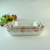 Chaozhou Factory New Design Embossed applique pattern Ceramic Baking Tray Porcelain Baking Dish Pans Decal Bakeware Set