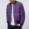 China Factory Custom New Design Fashionable Zipper Pockets Plain Purple Mens Bomber Jackets