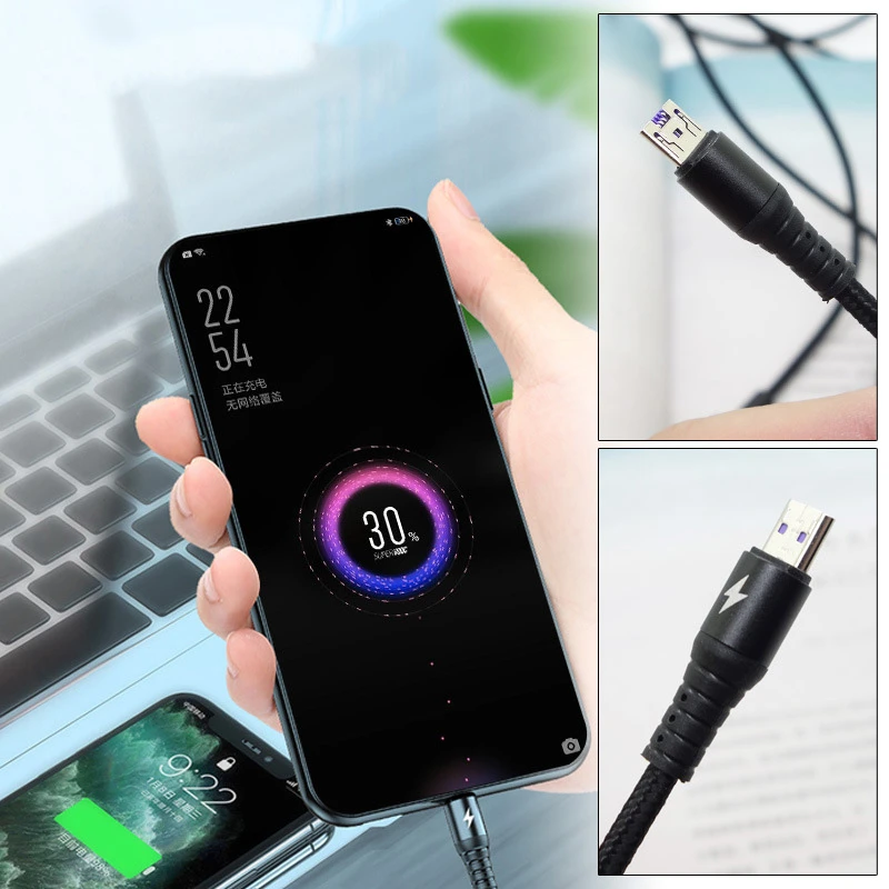 China Manufacturer Supply Nylon Braided Material 3 In 1 5A Fast Charging Usb Cable