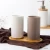 Import China Manufacturer White and Brown Porcelain 5 Piece Ceramic Bathroom Accessory Sets with Wooden Tap from China