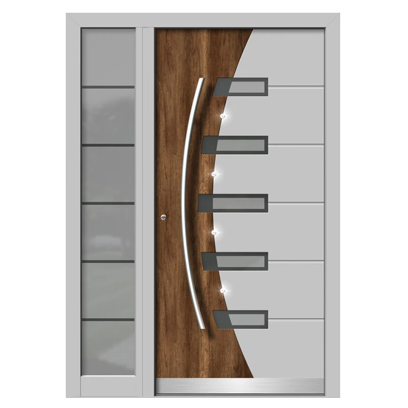 China suppliers wooden stainless steel exterior security door pivot security door finger print firerated security doors arc
