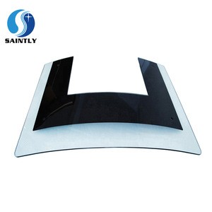 China supply 6mm tempered printed panel glass for range cooker hood parts curved bend black silk screen printing glass