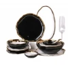 China White Black Porcelain Tableware Dinnerware Sets Ceramic with Gold Rim Wholesale
