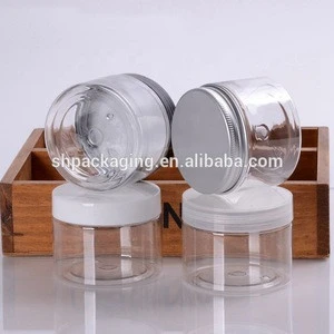 clear plastic pet cookie jar 150ml cosmetic container 150g plastic jar aluminium lid