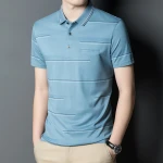 clothing brand custom t-shirt camicia equestre korean collar v neck t shirts men pocket