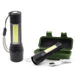 Clover EDC Portable mini Aluminum COB Tactical Torch,Zoomable Torch Waterproof LED USB Emergency rechargeable Flashlights