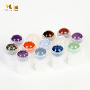 Colored gemstone roller amber glass bottles for cosmetic use