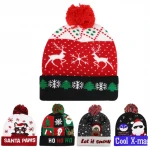 Colorful Light Christmas Hat Costume Adult Children Knitted Warm Caps Beanie Winter Xmas Graphic Hats Xmas Gifts Cap Decoration