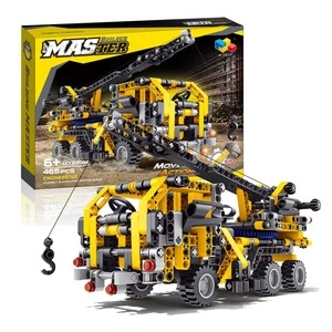 Construction Toy Style And ABS Plastic Material DIY 465 PCS Slide Building Blocks Crane For Kids