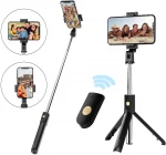 CPT New  Multi-function E-clip selfie stick stainless steel BT selfie stick folding with large rearview mirror