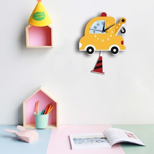 Creative Car Pendulum Wall Clock with Swinging Tail Decorative Clock 3d Wall Clock for Boy Room Kids Size:27.8x35.7cm
