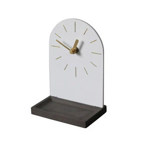 Creative fashion white concrete clock digital electronic alarm clock with base olive carved