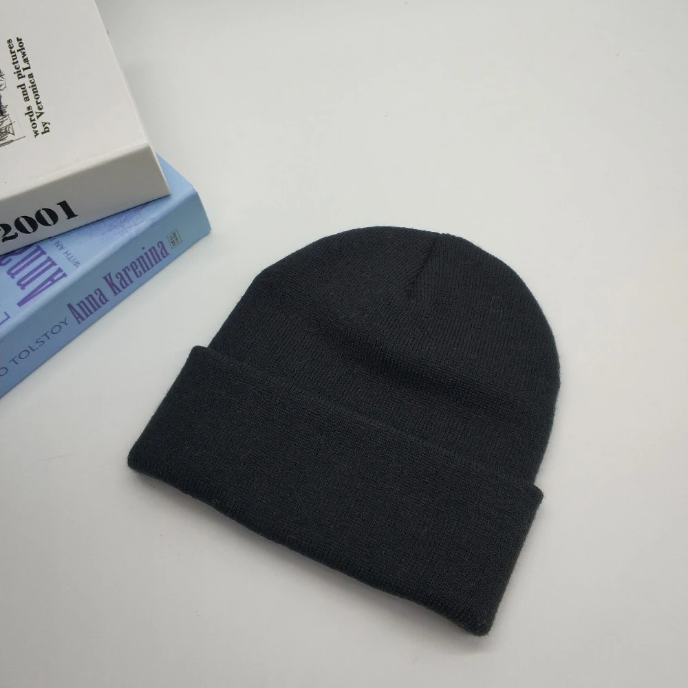 Custom beanie cap sport knitted hat custom winter acrylic cuff beanie hat cap