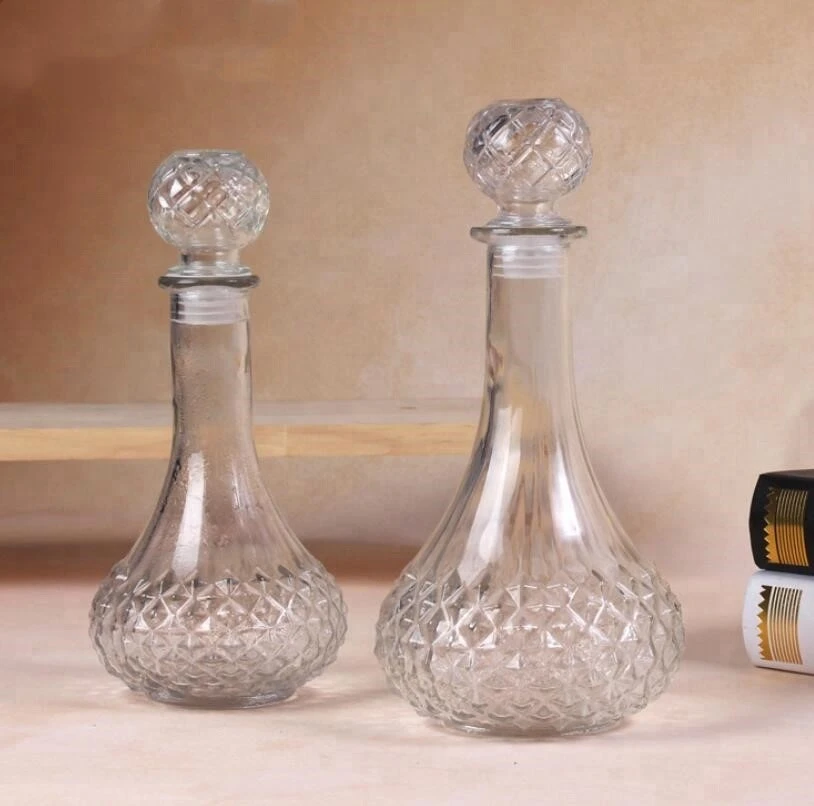 Custom Clear Round Empty 500Ml 750ml 1L Whisky Container Brandy Vodka Decanter Alcohol Liquor Wine Wholesale Glass Wine Bottle