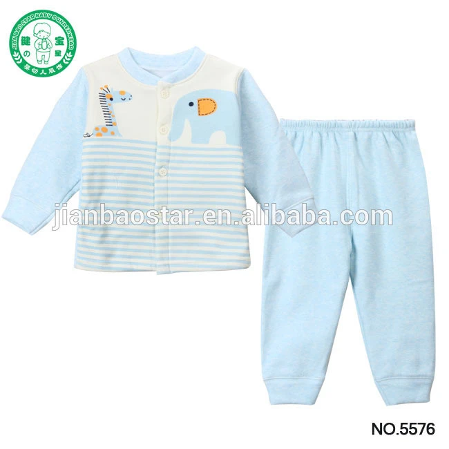 Custom design 2 pieces baby pajamas cartoon print unisex baby clothing set