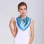 Custom design printed ladies polyester silk handkerchief