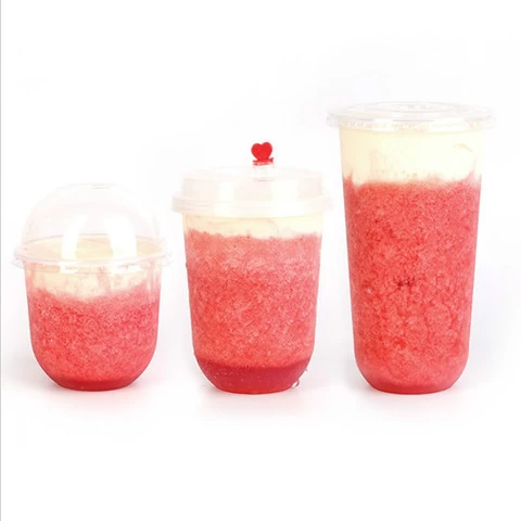 Custom Disposable Take Away Transparent 16oz Pp Coffee Plastic U Shape Bubble Milk Tea Blister Drinking Juice Cups with Lids