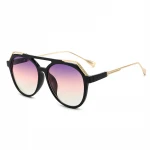custom fashion flat top round lens double bridge eyeglasses frames sunglasses
