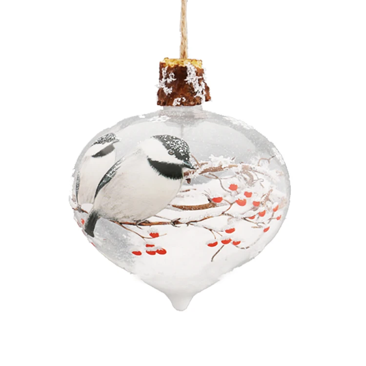 Custom glass painting animal Christmas ornament decoration ball