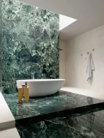 Custom Green Marble Hotel Bathroom Sink Decoration Marble Washing Basin Vanity Design