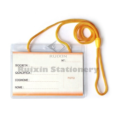 Custom High Quality Transparent Soft Plastic PVC name  Badge ID Card Holder