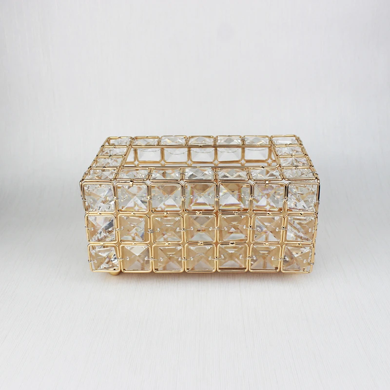 Custom home decoration crafts European style light luxury household crystal tissue box