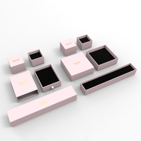 Buy Custom Logo Luxury Drawer Paper Jewelry Box Ring Jewelry Thick Pink ...