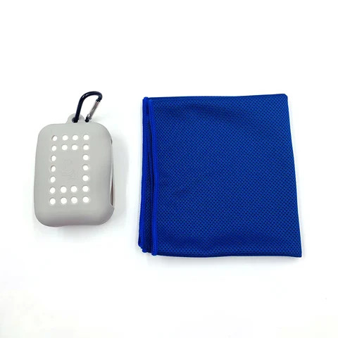 Custom microfiber anti microbial sports super cooling sweat towel with silicone case