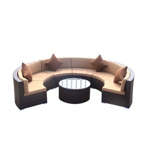 Custom Outdoor PE Rattan Wicker Garden Furniture Leisure Modern Curved Sectional Round Rattan Furniture Sofa