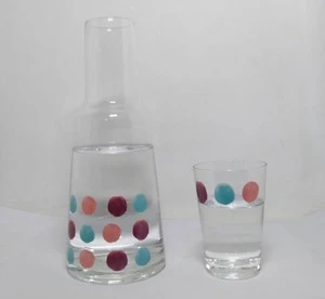 custom painted hand blown clear glass water pitcher set with glasses