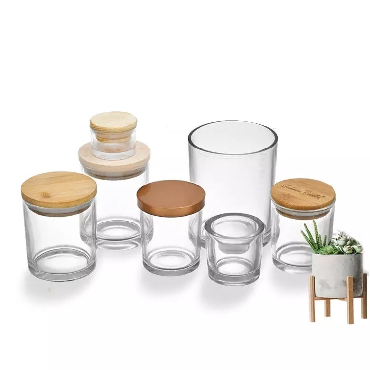 Buy Custom Premium Empty Glass Candle Vessel Glass Jars With Lids In ...