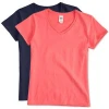Customized Latest Ladies V-Neck Spandex T-Shirt/Wholesale High Quality Fashionable Slim Fit Stretch T Shirt