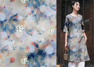 Customized Printed Tencel Linen Interwoven Fabric For Clothes Women