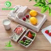 Customized shape cheap price bamboo fiber kids plate set dinnerware sets serving tray