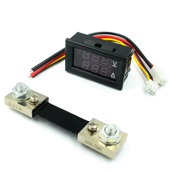 DC0-100V1A 10A 50A 100A LED DC dual display digital current and voltage meter digital meter with Shunt  DSN-VC288
