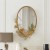 Import Decorative Mirror Elegant And Luxurious Oval Golden Metal Ginkgo Leaf Mirror Dressing Bedroom Mirror from China