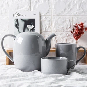 Diamond Decoration Porcelain Tea Coffee Cup Mug Set With Teapot  Home Garden Ceramic Tea Set