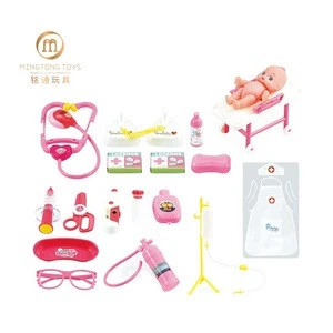 DIY children fashion doll little suitcase play house pretend playshcool function medical kit game with sound kids doctor set toy