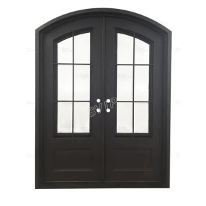 Double french exterior modern entry security screen door high quality wrought iron entry doors