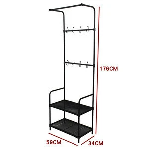 DRM Metal  Hall Entryway Clothes Hanger Coat Hanging Stand Shelf with Hooks