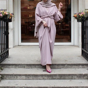 Dubai Abayas for WomenCasual Muslim Clothing Bandage Kaftan Dress Large Size Islamic Open Front Abaya In Arab