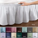 Easy Fit Elastic Dust Ruffle, Green, Twin Full Queen King Wrap Around Bed Skirt