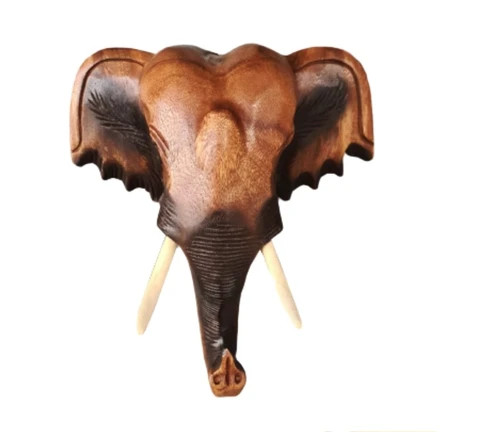 Buy Elephant Head Hanging On The Wall Carved Elephant Head, Wooden ...