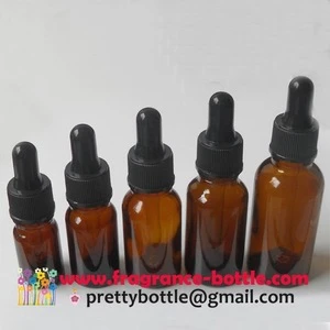 Essential oils amber glass bottles with plastic dropper caps in 5ml-30ml (PCAB005)