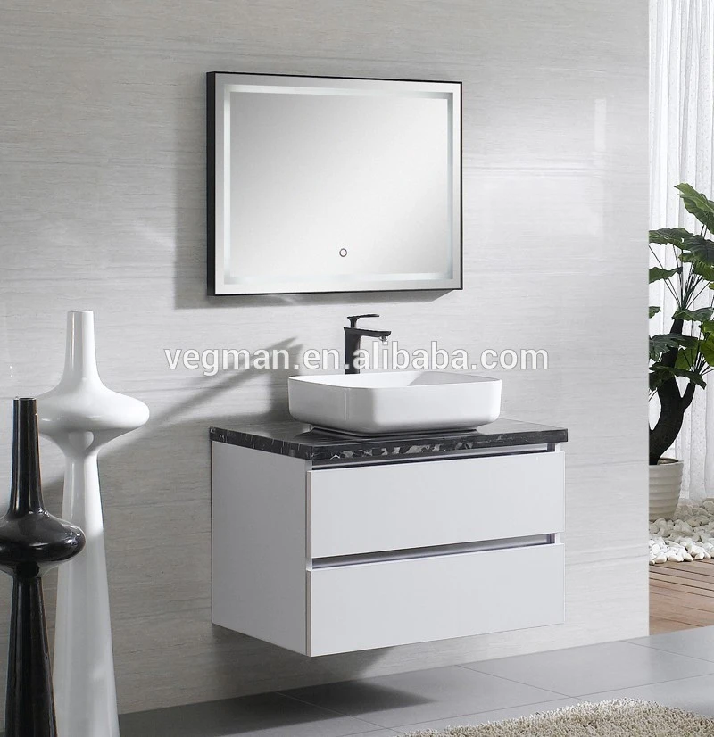 European cheap modern white bathroom vanity with mirror and light