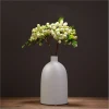 European style home decoration ceramic stoneware cylinder vase with textured finish