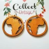 Explosion models exaggerated African pattern geometric round map earrings fashion wood earrings