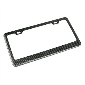 Factory custom glossy surface real carbon fiber car license plate frame