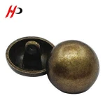 Factory custom size 14.5mm antique brass plated engraved sewing metal domed shank button